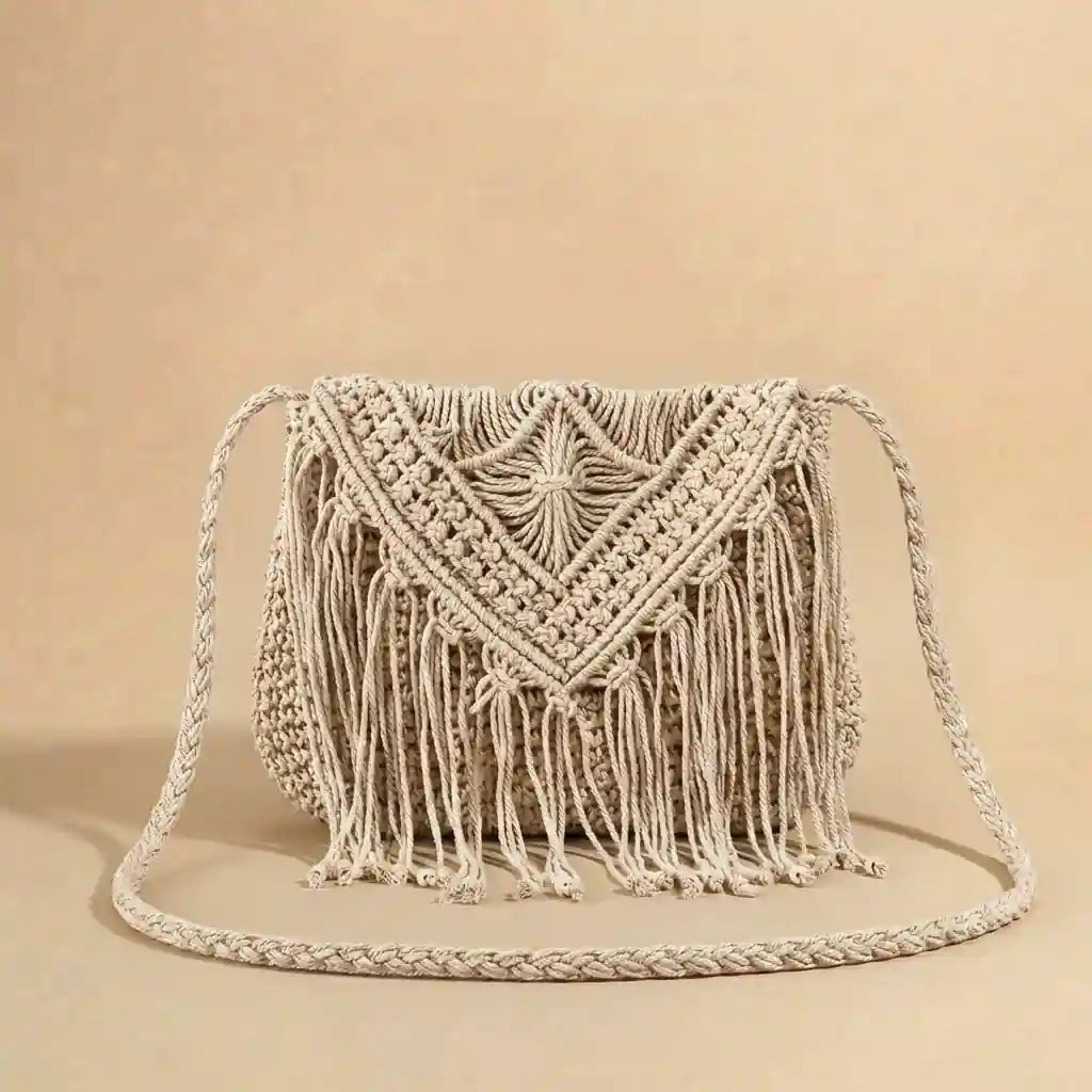 Boho Fringe Bag In Rope