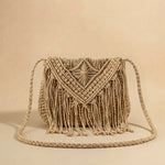 Boho Fringe Bag In Rope