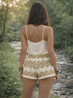 Boho Geometric Embroidered Shorts