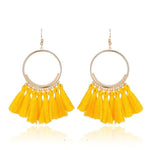 Boho Gold Earrings Pompoms