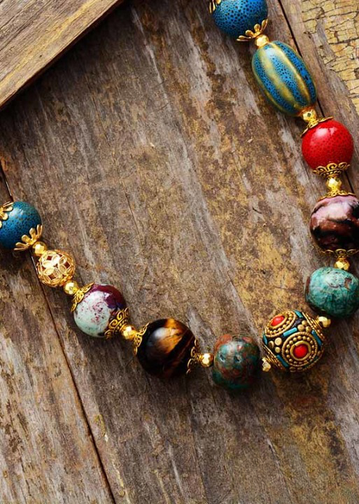 Boho Gold Ethnic Necklace