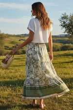 Boho Green Maxi Skirt