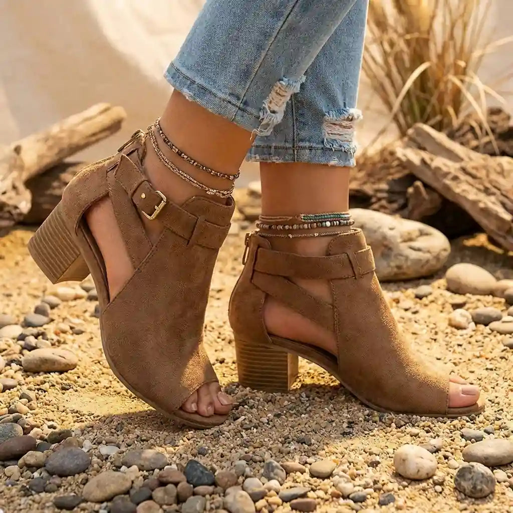 Boho Heeled Open Shoes