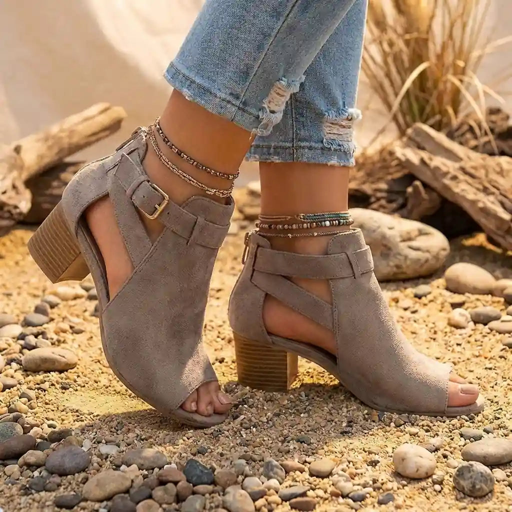 Boho Heeled Open Shoes