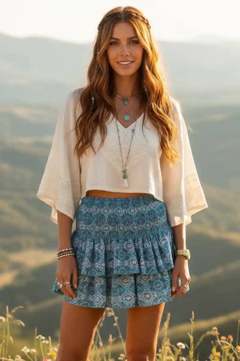 Boho High Waisted Paisley Mini Skirt