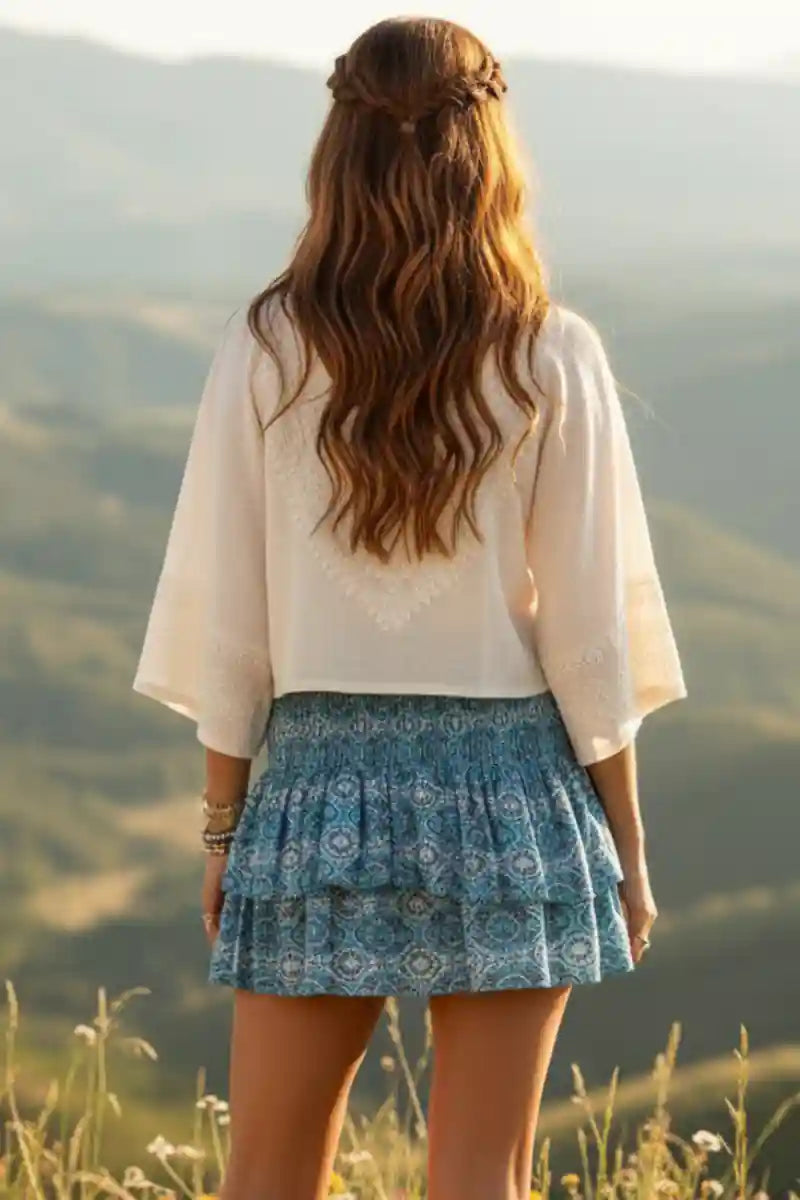Boho High Waisted Paisley Mini Skirt