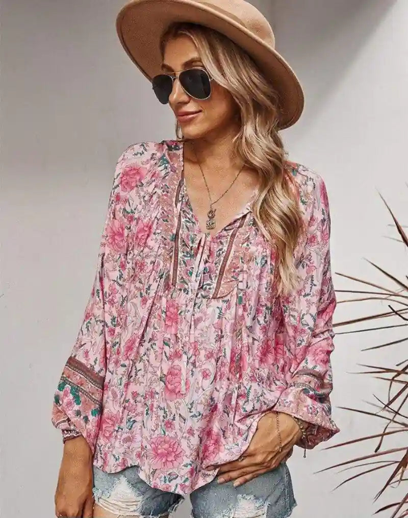 Boho Hippie Blouse in Pink