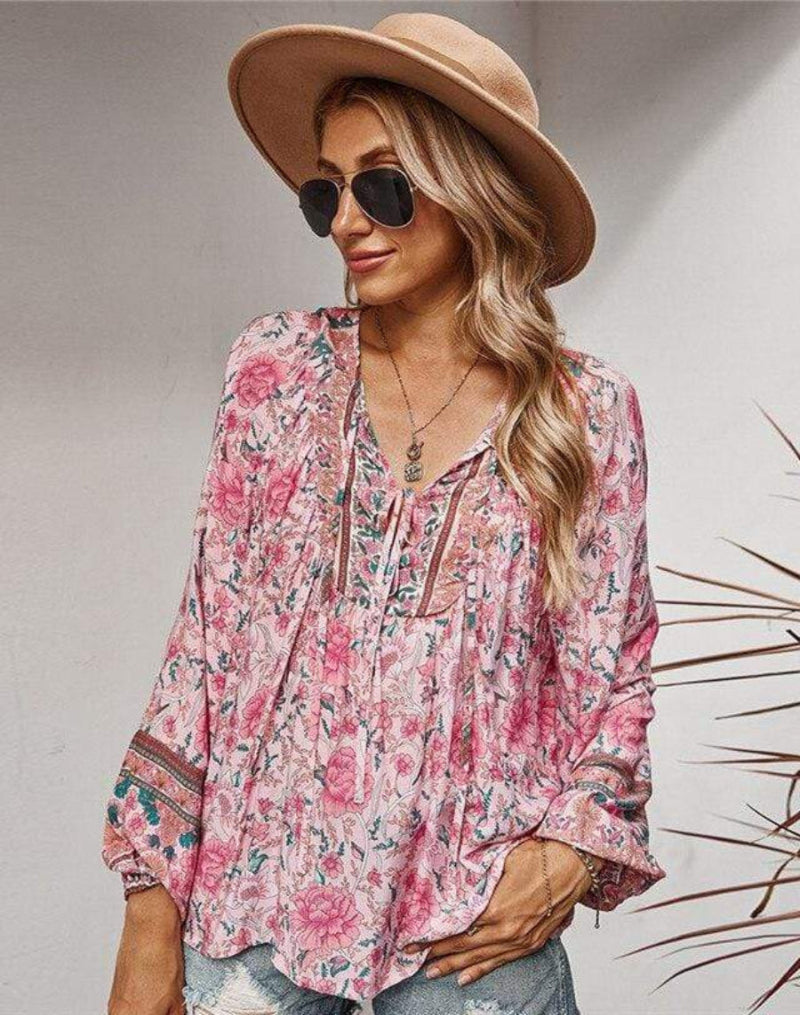 Boho Hippie Blouse in Pink