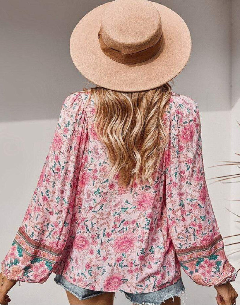 Boho Hippie Blouse in Pink