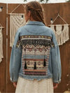 Boho Hippie Light Wash Denim Jacket