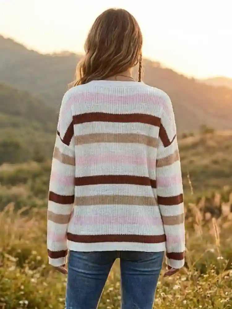 Boho Horizontal Striped Pullover