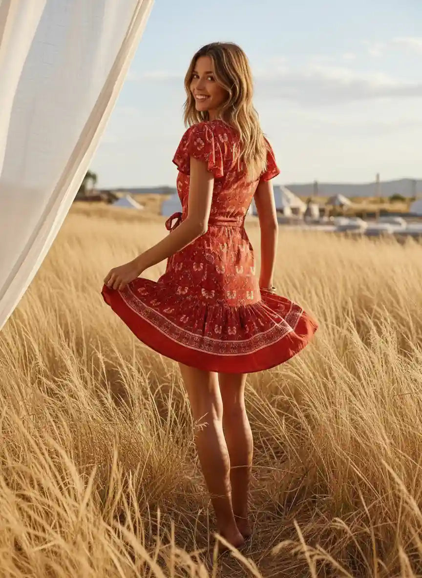 Boho Inspired Floral Mini Dress