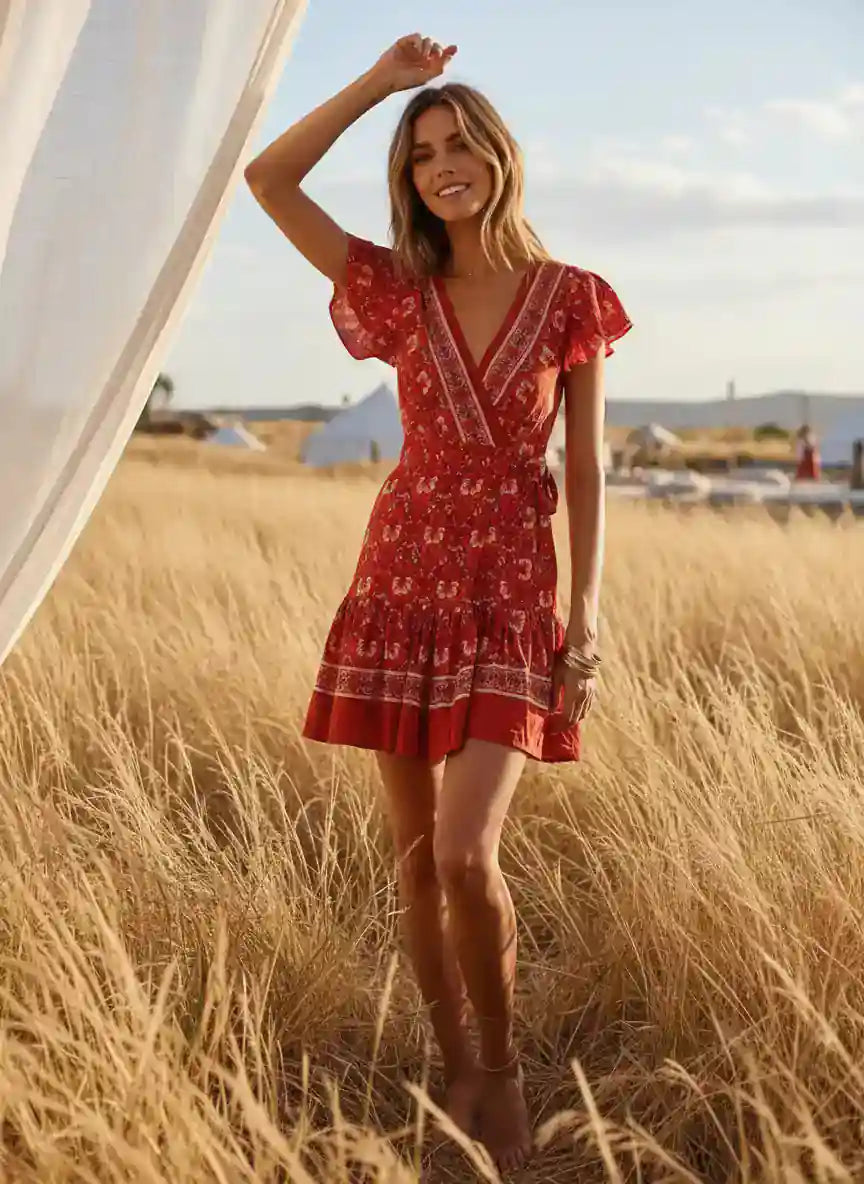 Boho Inspired Floral Mini Dress