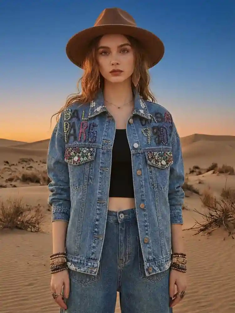 Boho Jacket Denim Cartoon