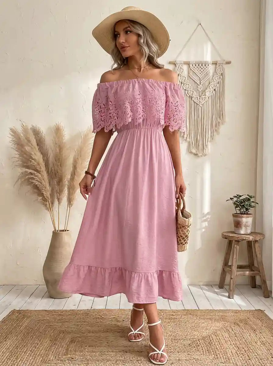Boho Lace Midi Dress