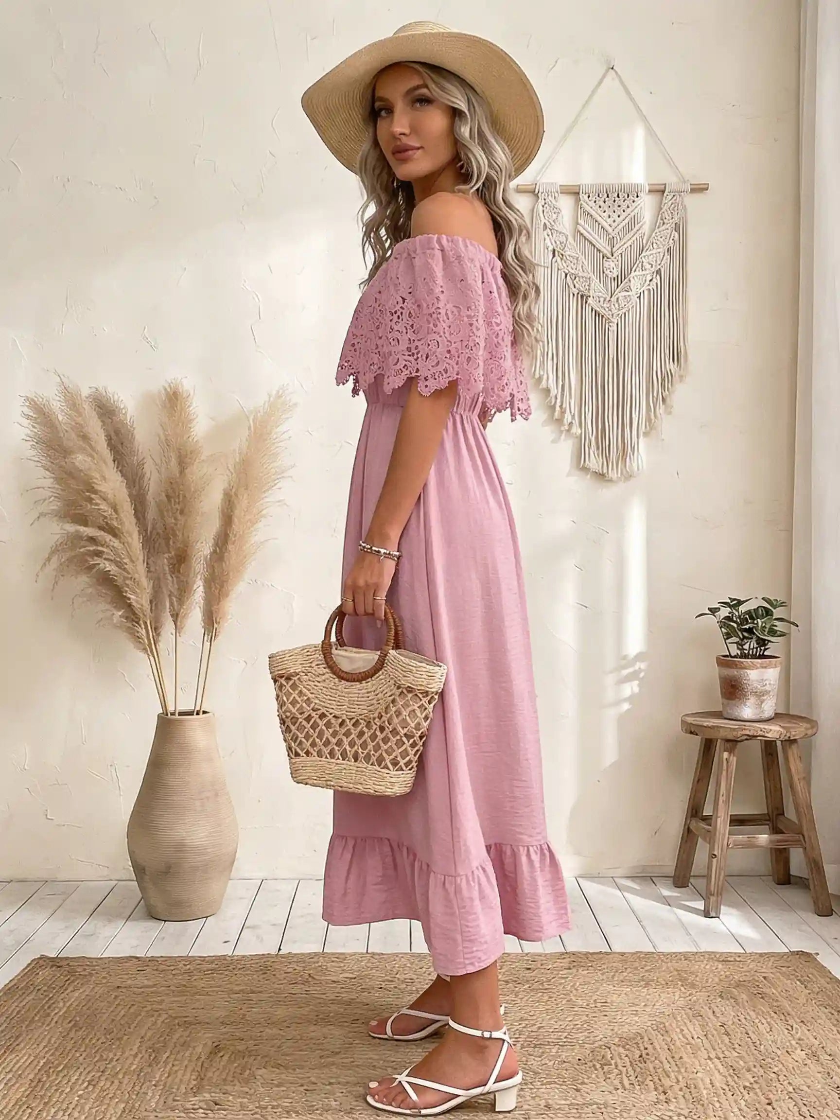 Boho Lace Midi Dress