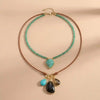 Boho Leather Necklace with Natural Stone