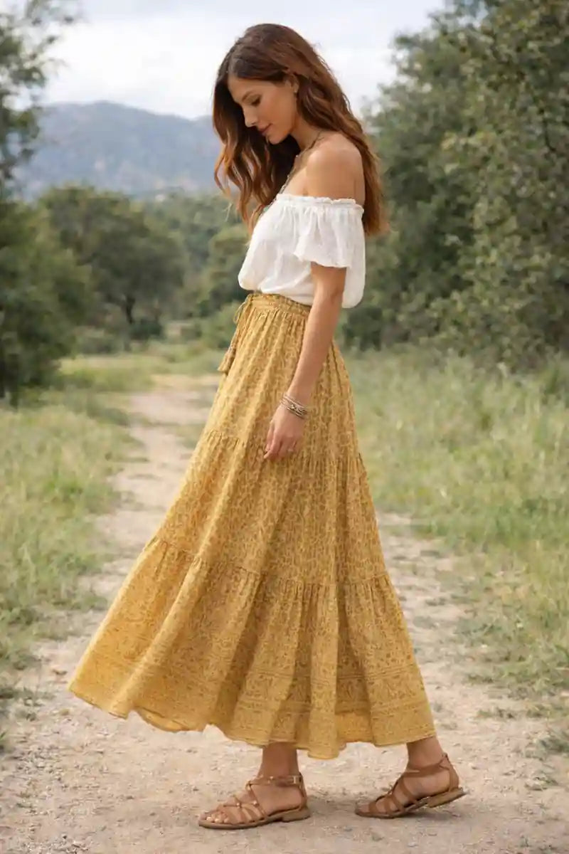 Boho Leopard Print Skirt