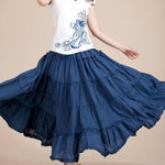 Boho Long Airy Pleated Skirt
