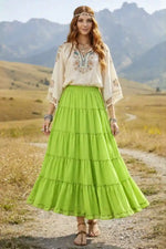 Boho Long Airy Pleated Skirt