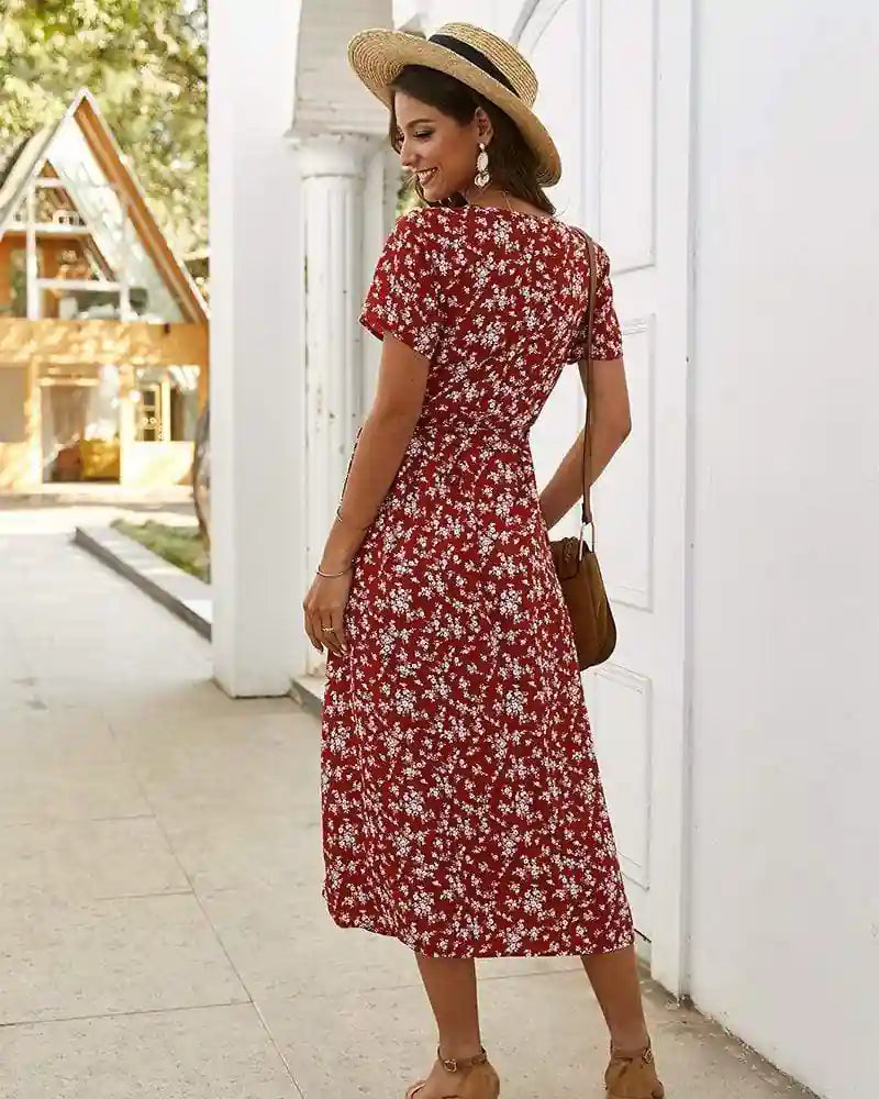 Boho Long Dress With Flowers
