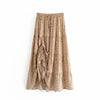 Boho Long brown skirt with floral pattern