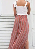 Boho Loose striped Pants with side slit