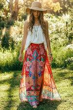 Boho Maxi Skirt with Floral Print