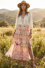 Boho Maxi Skirt with Floral Print