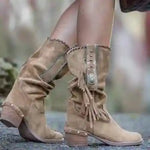 Boho Mid-Long Fringed Boots