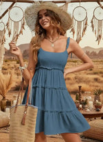 Boho Mini Dress in Blue