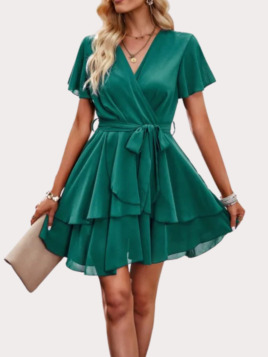 Boho Mini Dress in Emerald Green