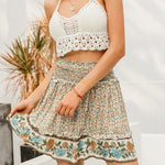 Boho Mini Skirt Elyne with Floral Pattern