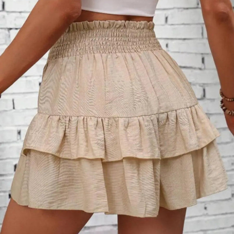 Boho Mini Skirt Trim Ruffle