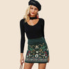 Boho Mini Skirt in Forest Green