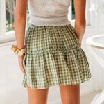 Boho Mini Skirt with Plaid Print