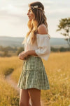 Boho Mini Skirt with Plaid Print