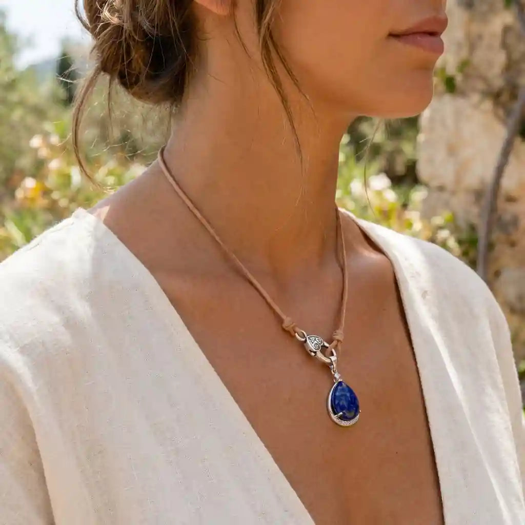 Boho Necklace - Natural Stone Pendant