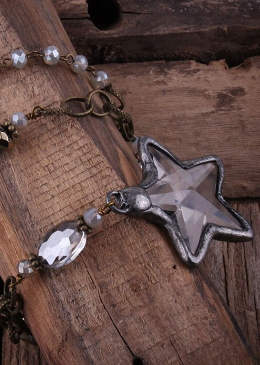 Boho Necklace Long- Crystal Pendant