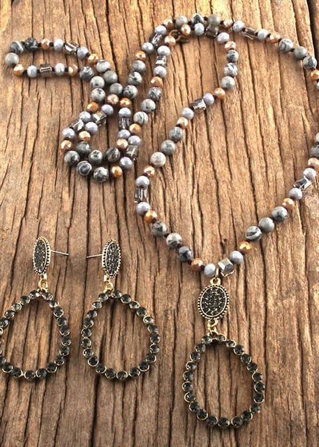 Boho Necklace Long - Natural Stone