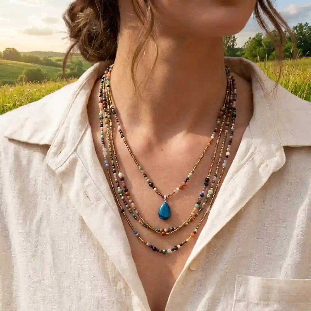 Boho Necklace Teardop Pendant