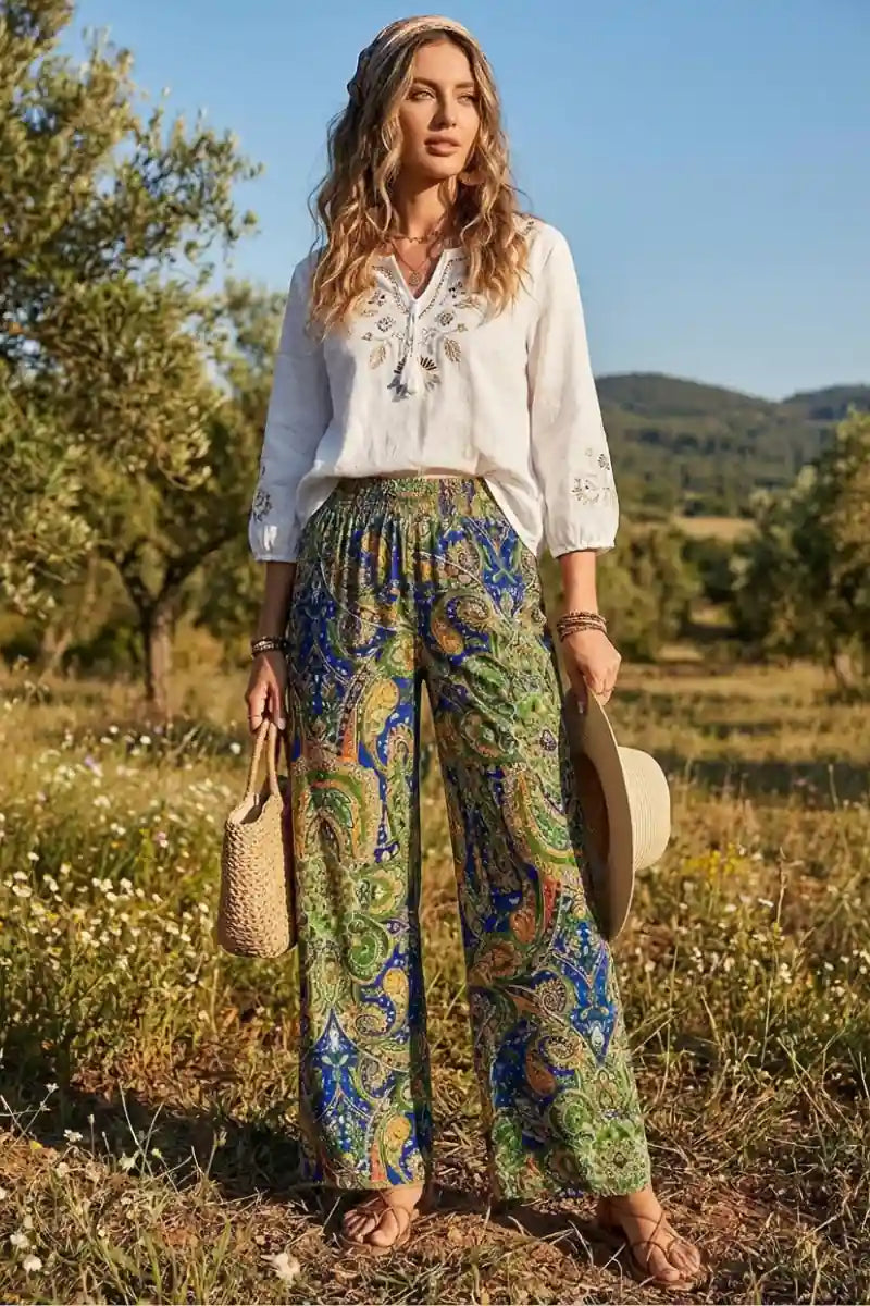 Boho Paisley Wide Leg Pants