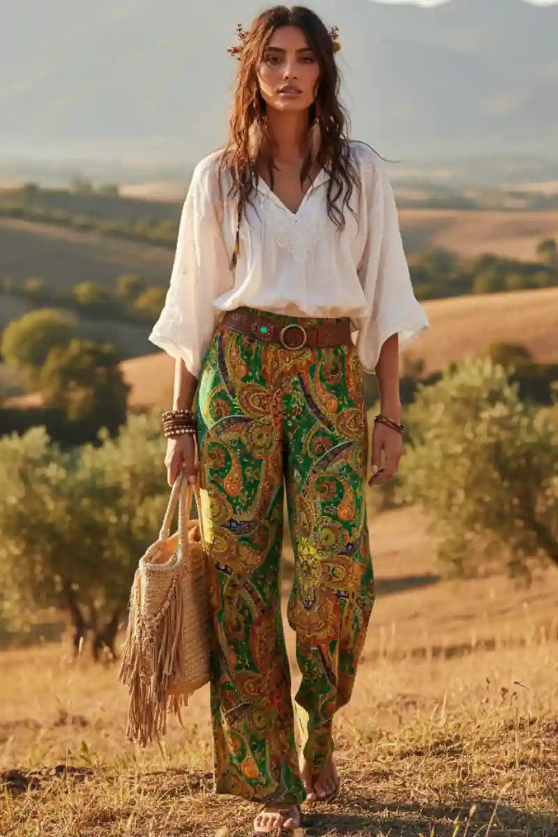 Boho Paisley Wide Leg Pants