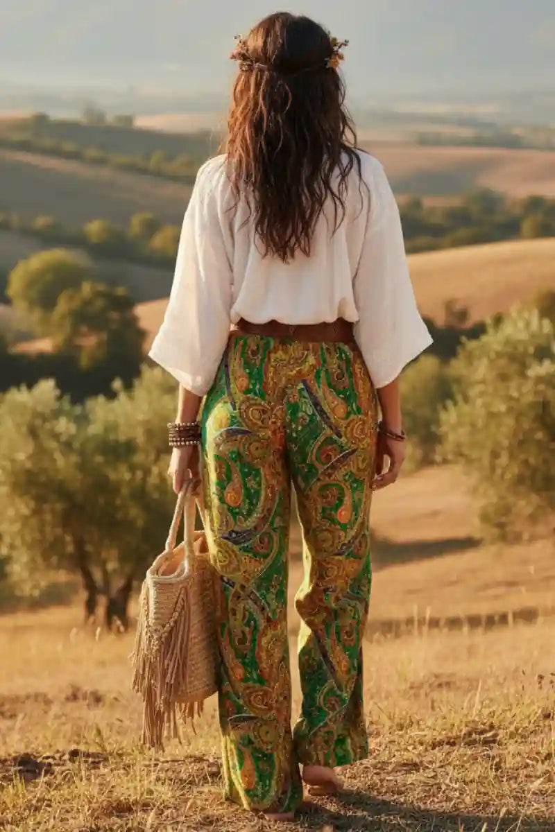 Boho Paisley Wide Leg Pants