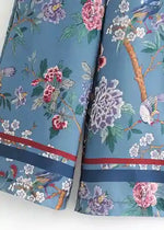 Boho Palazzo Pants in duck blue with floral pattern