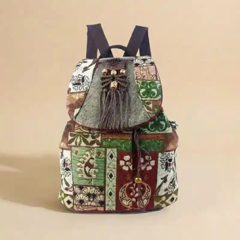 Boho Patchwork Canvas Backpack