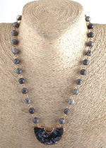 Boho Pearl Necklace with Pendant