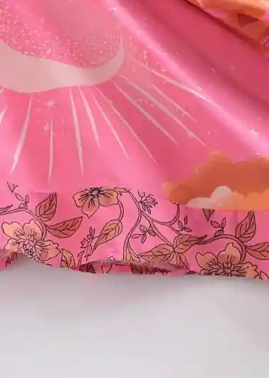 Boho Pink Kimono with Original Print