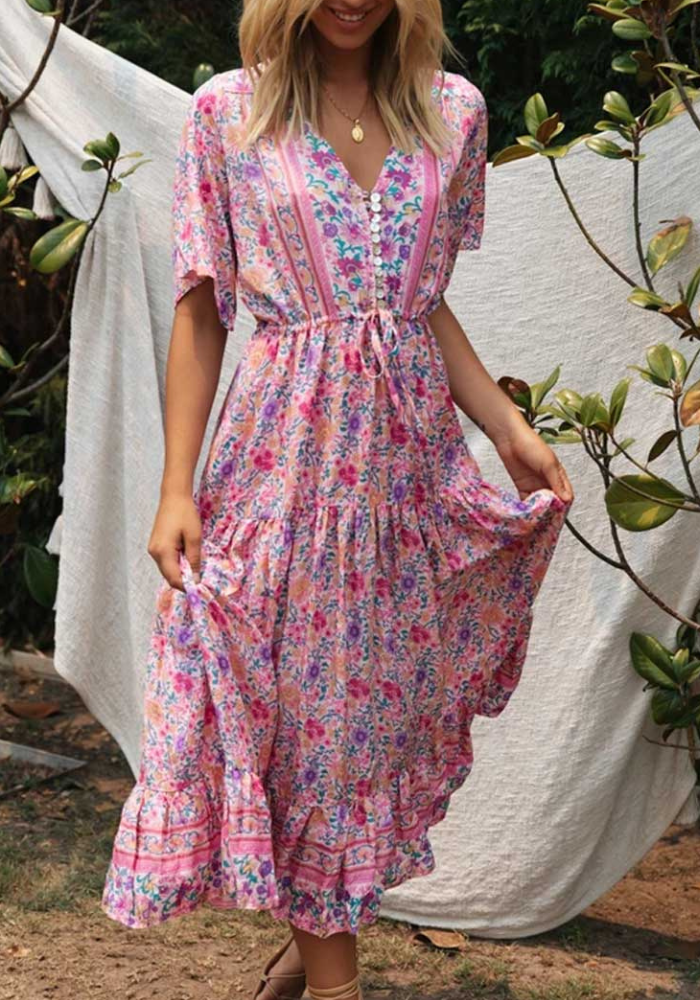 Boho Pink Long Dress