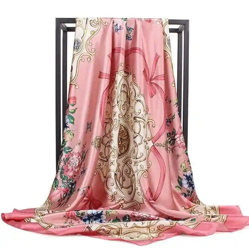 Boho Pink Scarf vintage floral printed